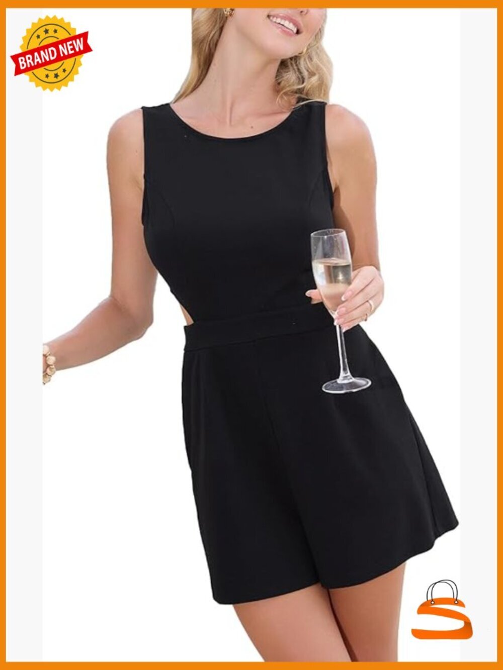 Sleeveless Cutout Back High Waist Fitted Romper